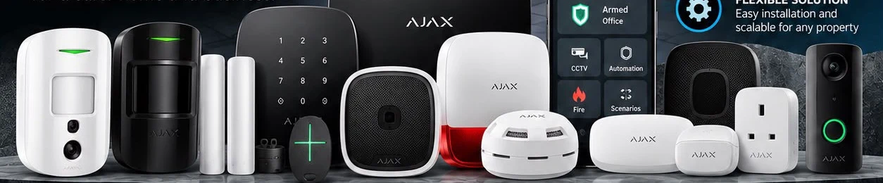 AJAX security devices shown in the supplied brochure